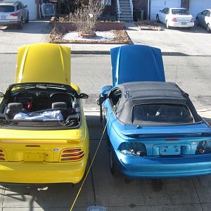 the blue one is my parts car its a v6 w/ a blown trans but it runs...