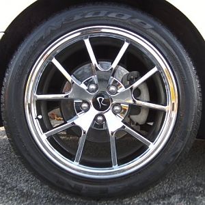 my new 18" triple chrome coated FR500 racing rims w/ Michelin Nexen Ultra Performance tires, at only $100 a pop, burn baby burn!