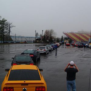 Waiting to get on the track