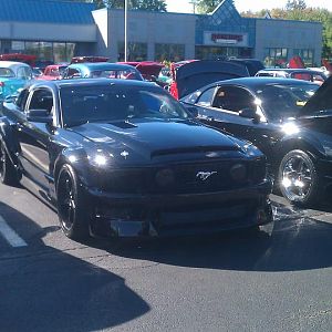 2012 at Half Moon with Fiance's Fathers Black Mustang next to mine