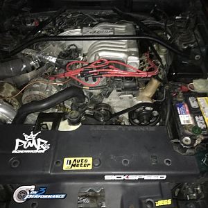 engine bay after turbo kit install