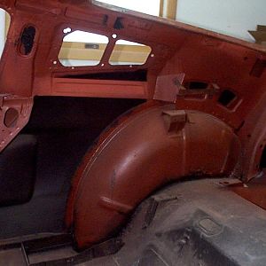 rust free and interior in primer. new quarter is sealed and undercoated with a sound deadener. I'll be using Dynamat on the interior also.