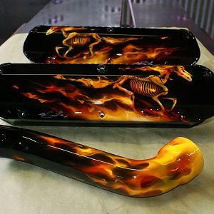 Custom airbrushed valve covers and intake tube by Mike Lavalle at killer Paint in Snohomish, WA