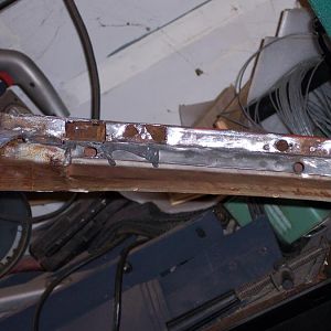7/7/18 Cut the rust out of the l/s upper part of the windshield post.